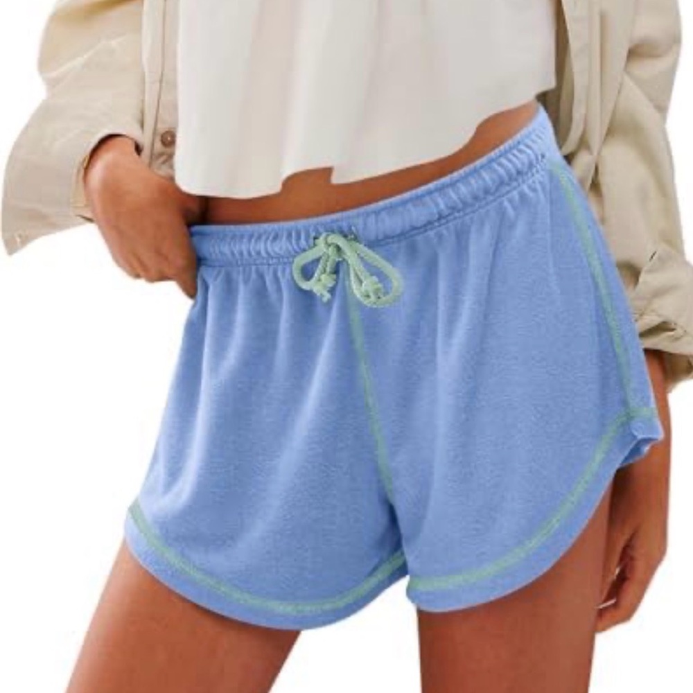 Free People movement Blue and Green Athletic terry Shorts size small